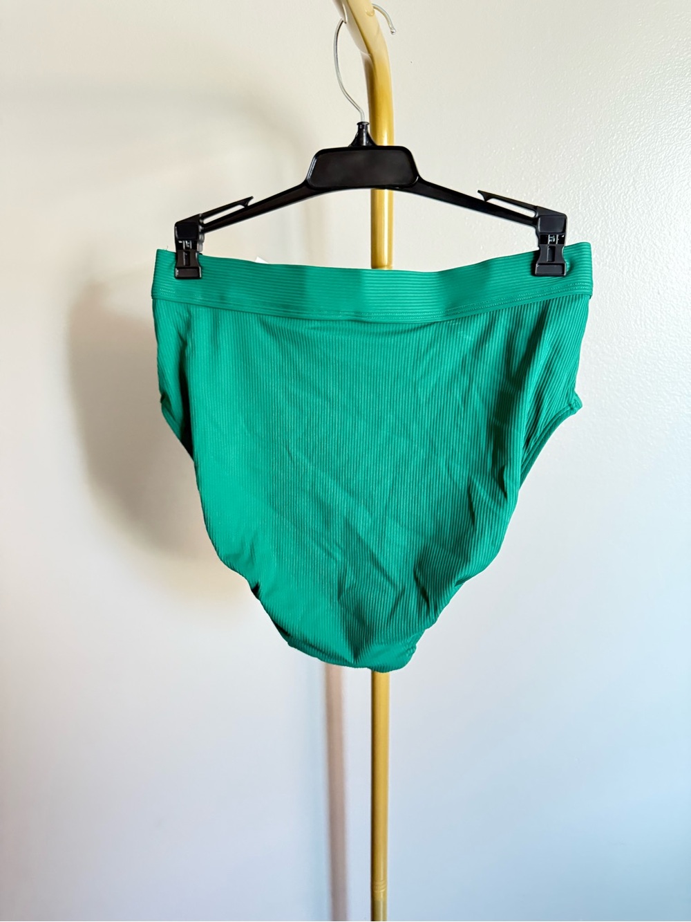 NWT MIMI Flamingo Ribbed High-Waist Bikini Bottom – Emerald Green, Size 10 - Picture 3 of 3